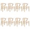 Oikiture Wooden Dining Chair Set of 8 Cafe Lounge Seat Wishbone Shaped Chair