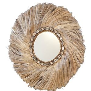 Banana Leaf Wall Mirror with Shells Natural