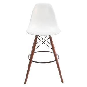 SK Designer Living | Replica Eames DSW Stool | Plastic & Walnut - White