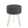 Artiss Ottoman Vanity Stool Stripe Round Grey