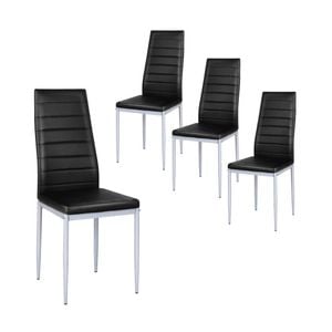 Costway 4x Pvc Leather Dining Chairs Upholstered Seat Black