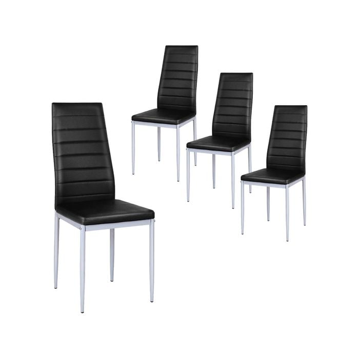 Costway 4x Pvc Leather Dining Chairs Upholstered Seat Black