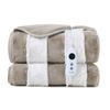 Dreamaker Denver Carved Stripe Premium Faux Fur Electric Heated Throw Blanket Natural 180x200cm | Overheat Protection & Washable
