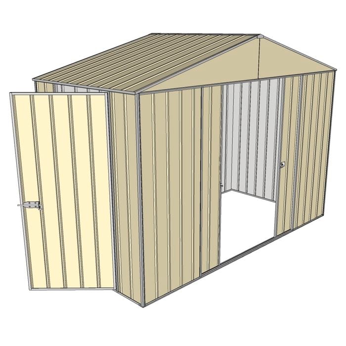 Build-a-Shed 3.0 x 1.5 x 2.3m Double Sliding and Single Hinge Door Narrow Shed - Cream