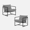 Zinus Aidan Sling Accent Chair Set Of 2 / Metal Frame Armchair With Foam Cushion - Light Grey