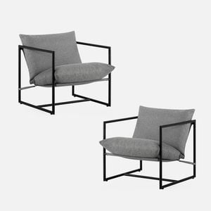 Zinus Aidan Sling Accent Chair Set Of 2 / Metal Frame Armchair With Foam Cushion - Light Grey