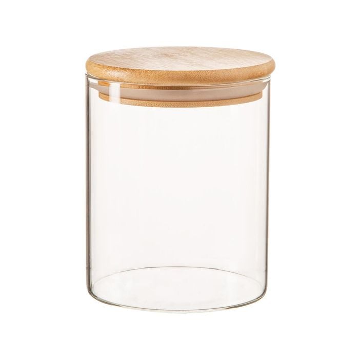Argon Tableware Scandi Glass Storage Jar with Wooden Lid - 750ml