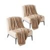 SOGA 2 Pack Light Coffee Flannel Polyester Throw Blanket 200x230cm