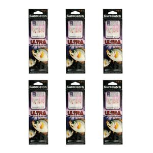 6x Surecatch Ultra Sabiki Rig Bait Rig with White/Pink Tinsel Hook - Size 14