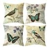 Catzon 4 Pcs Vintage Floral Pillow Covers Cotton Linen Pillowcases for Couch-I