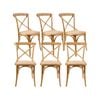 Aster Crossback Dining Chair Set of 6 Solid Birch Timber Wood Ratan Seat - Oak