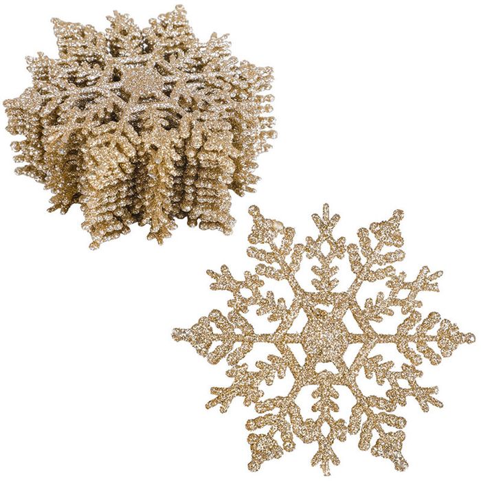 Catzon 12Pcs Christmas Snowflake Hanging Decor for Xmas Trees-RoseGold