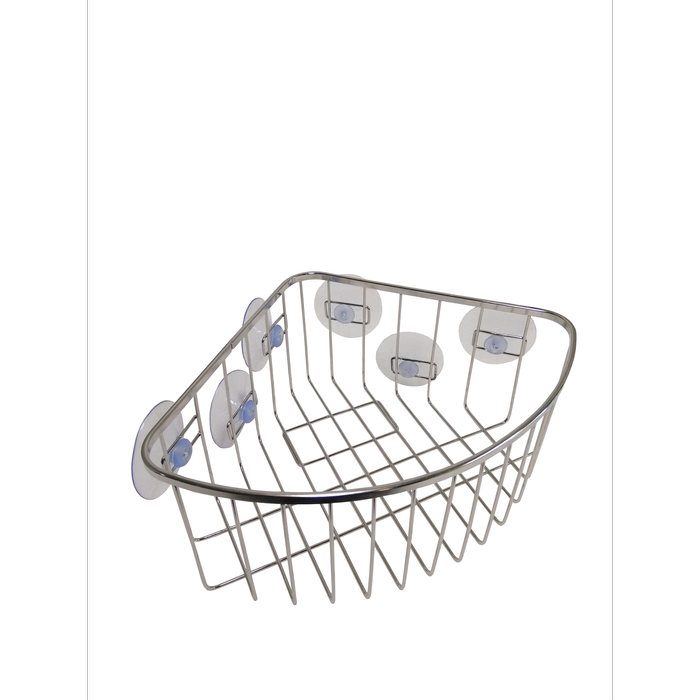 Barelli Large Stainless Steel Suction Corner Basket Caddy