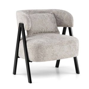 Costway Accent Chair Armchair Reading Sofa Leisure Chair W/pillow Grey