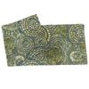 CottonMore 100% Cotton Sateen Dining Table Runner 190x31cm Green Pattern