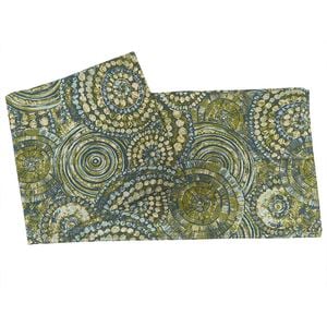CottonMore 100% Cotton Sateen Dining Table Runner 190x31cm Green Pattern