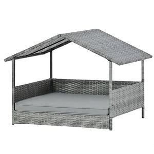 TOPET Rattan Dog House Wicker Indoor Outdoor Pet Bed Dog Cat Calming Beds House