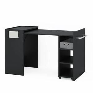 Ufurniture Folding Sewing Machine Table Extendable Craft Table Compact Multi-Purpose Table Side Desk Black