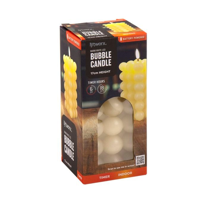 Lytworx 17cm Warm White LED Bubble Candle