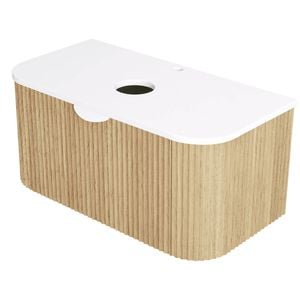 CIBO 900mm White Oak Ripple Luxe Vanity With Solid Surface Top