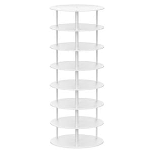 Ufurniture 8-Tier 360°Rotating Shoe Rack Book Storage Lazy Susan Display Rack Freestanding Round Revolving Shoe Shelf White