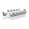 Santorini 3.55m Outdoor Aluminium Dining Table White With 12 Hugo Chairs & Textured Olefin Grey Cushions