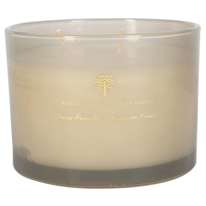 Nicola Spring Scented Candle 350g - Green Pomelo & Passion Fruit Double Wick Glass Jar Sweet Fruity Scent Long Burn Fragrance
