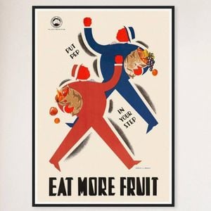 Galrie Eat More Fruit Retro Australian Vintage Advertising Poster for Home Decor, Black Frame, A2 42 x 60cm (16 x 24inch)