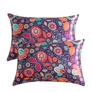 Catzon 2 Pcs Floral Satin Pillowcases for Hair and Skin with Envelope Closure 51 X 92cm