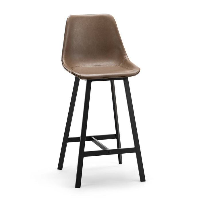 Hanns Set of 2 67cm Premium Mocha Brown Vegan Leather High Back Barstool