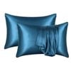 Catzon 2 Pcs Satin Pillowcases with Envelope Closure for Hair and Skin 51X76cm-Paris Blue