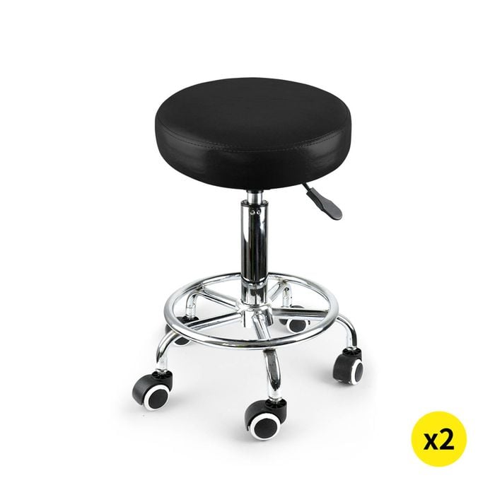 2 Pcs Levede Salon Bar Stool with Adjustable Height - Black