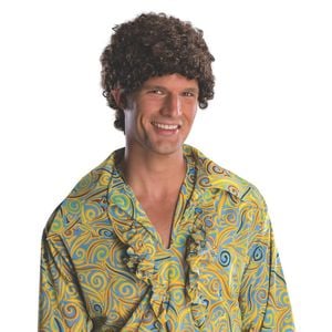 Brunette Brown Tight Afro Wig Curl Hair Dress Up Adult Party Costume Accessory