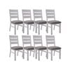 Plumeria Dining Chair Set of 8 Solid Acacia Wood Dining Furniture - White Brush