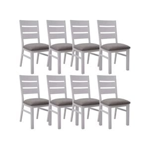 Plumeria Dining Chair Set of 8 Solid Acacia Wood Dining Furniture - White Brush