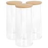 Harbour Housewares Reusable Plastic Tall Cotton Pad Holders with Bamboo Lid - Pack of 3