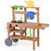Costway Kid Mud Kitchen Rolling Play Pretend Flowerpot 15 Accessories