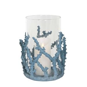 Belle Coral Polyresin Glass Votive Candle Holder Large 26cm - Blue