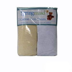 Bloomington 2 Piece of Baby Cot 100% Cotton Fitted Sheets Yellow & White