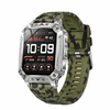 Smart Watch 1400mah Battery Outdoor Fitness Tracker Ip68 Waterproof Bluetooth Call Sos Flashlight Camouflage Green