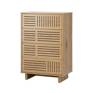 Oikiture 4 Chest of Drawers Storage Cabinet Dresser Table Tallboy Natural