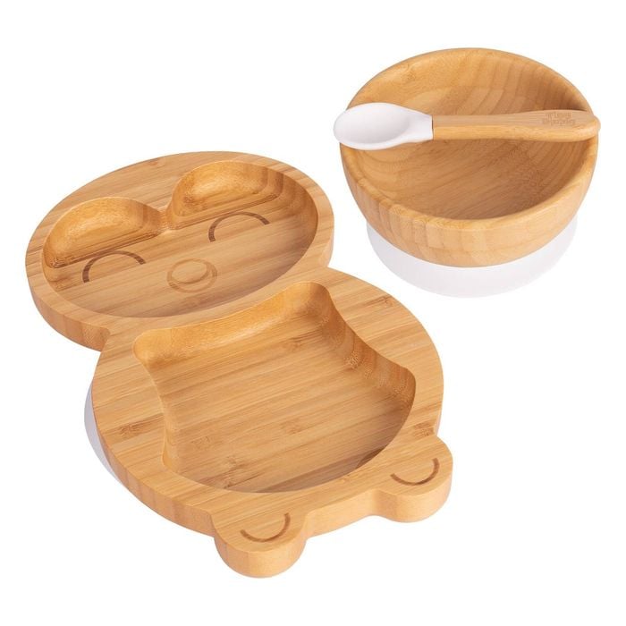 Tiny Dining 3pc Bamboo Penguin Baby Feeding Set with Suction Cup