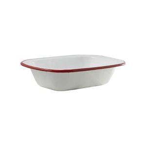 Urban Style Enamelware 24cm Pie Dish w/ Red Rim - White