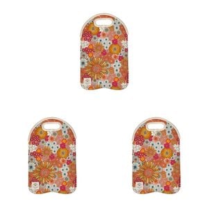 3x Good Vibes Outdoor Double Bottle Bag Neoprene 24x38cm Retro Summer Print