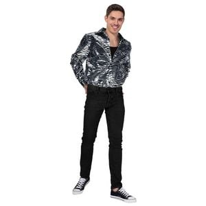 Mens Deluxe Disco Tiger Print Shirt Mens Party Costume in Silver - Silver | One Size (165-185cm Heights)