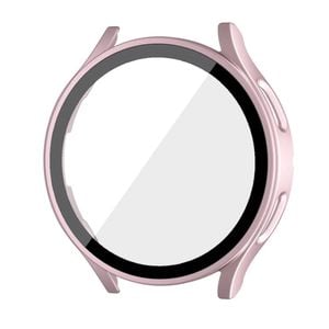 PC Full Cover Screen Glass Protector Shell Case - For Samsung Galaxy Watch 7th 44mm (Rose pink)