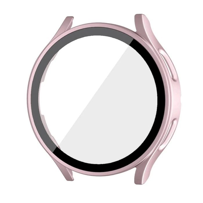 PC Full Cover Screen Glass Protector Shell Case - For Samsung Galaxy Watch 7th 44mm (Rose pink)