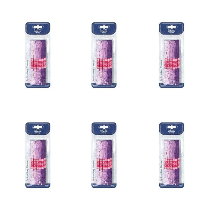 6x 6pc Malli Purple 8m  Sewing Embroidery Cross-stitch Thread