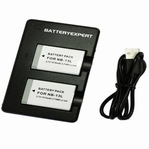 2x Batteries and External Battery Charger for Canon NB-13L PowerShot G7 X Mark II SX740 HS Camera