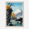 Galrie Stunning Scenic Mountain River Ukiyo-e Art Print for Home Decor, Wood Frame, A1 60 x 84cm (23 x 33inch)